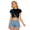 New Zealand Huia Bird Raglan Cropped T Shirt Paua Shell Maori Pattern