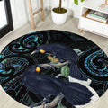New Zealand Huia Bird Round Carpet Paua Shell Maori Pattern