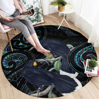 New Zealand Huia Bird Round Carpet Paua Shell Maori Pattern