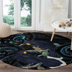 New Zealand Huia Bird Round Carpet Paua Shell Maori Pattern