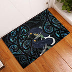 New Zealand Huia Bird Rubber Doormat Paua Shell Maori Pattern