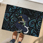 New Zealand Huia Bird Rubber Doormat Paua Shell Maori Pattern