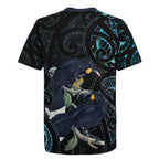 New Zealand Huia Bird Rugby Jersey Paua Shell Maori Pattern