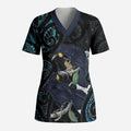 New Zealand Huia Bird Scrub Top Paua Shell Maori Pattern