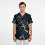 New Zealand Huia Bird Scrub Top Paua Shell Maori Pattern