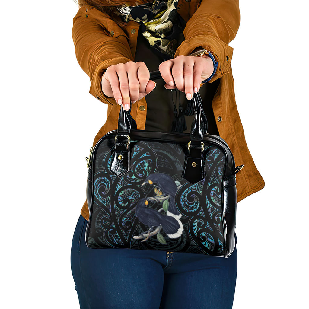 New Zealand Huia Bird Shoulder Handbag Paua Shell Maori Pattern