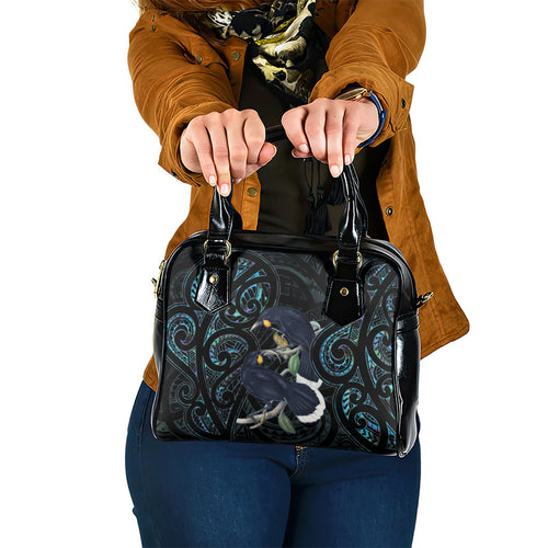 New Zealand Huia Bird Shoulder Handbag Paua Shell Maori Pattern