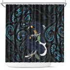 New Zealand Huia Bird Shower Curtain Paua Shell Maori Pattern
