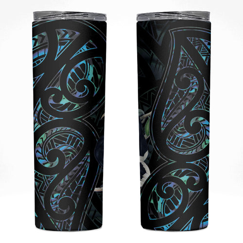 New Zealand Huia Bird Skinny Tumbler Paua Shell Maori Pattern