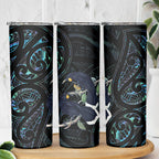 New Zealand Huia Bird Skinny Tumbler Paua Shell Maori Pattern