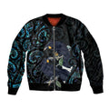 New Zealand Huia Bird Sleeve Zip Bomber Jacket Paua Shell Maori Pattern