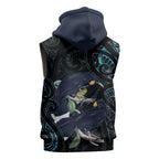 New Zealand Huia Bird Sleeveless Hoodie Paua Shell Maori Pattern