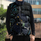 New Zealand Huia Bird Sleeveless Puffer Jacket Paua Shell Maori Pattern