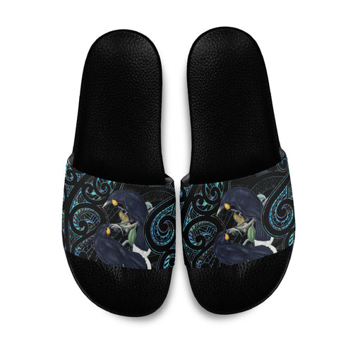 New Zealand Huia Bird Slide Sandals Paua Shell Maori Pattern
