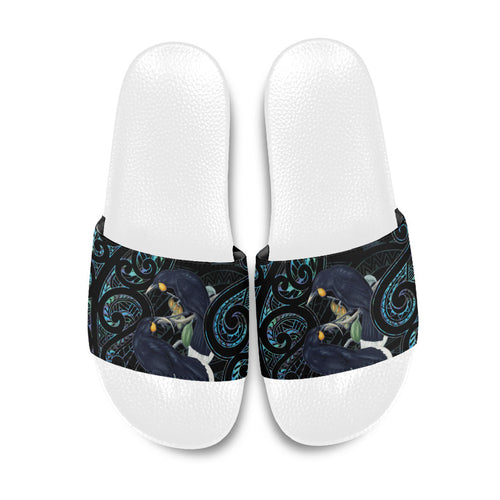 New Zealand Huia Bird Slide Sandals Paua Shell Maori Pattern