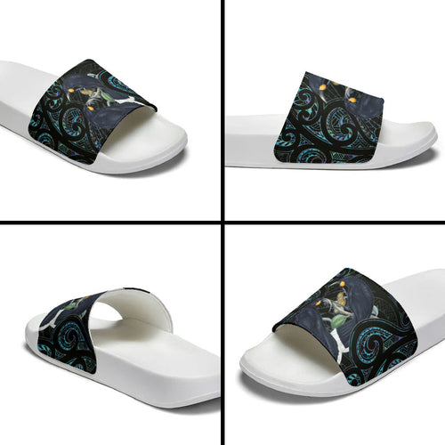 New Zealand Huia Bird Slide Sandals Paua Shell Maori Pattern