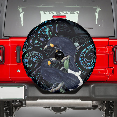 New Zealand Huia Bird Spare Tire Cover Paua Shell Maori Pattern