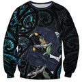 New Zealand Huia Bird Sweatshirt Paua Shell Maori Pattern