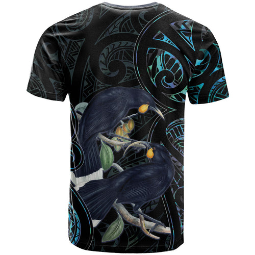 New Zealand Huia Bird T Shirt Paua Shell Maori Pattern