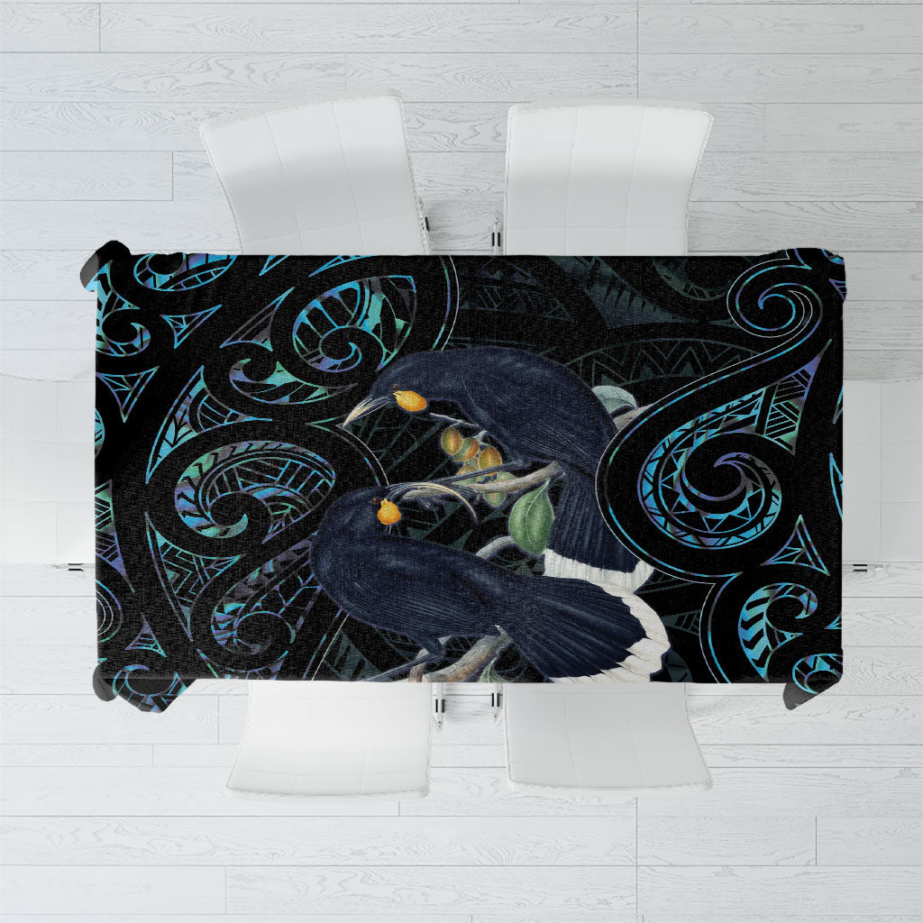 New Zealand Huia Bird Tablecloth Paua Shell Maori Pattern