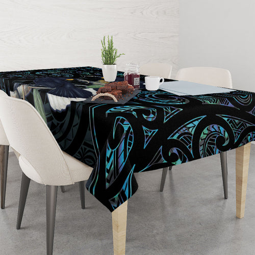 New Zealand Huia Bird Tablecloth Paua Shell Maori Pattern