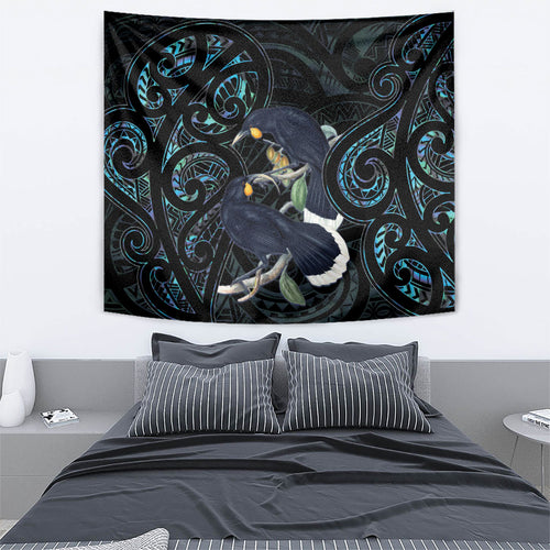 New Zealand Huia Bird Tapestry Paua Shell Maori Pattern