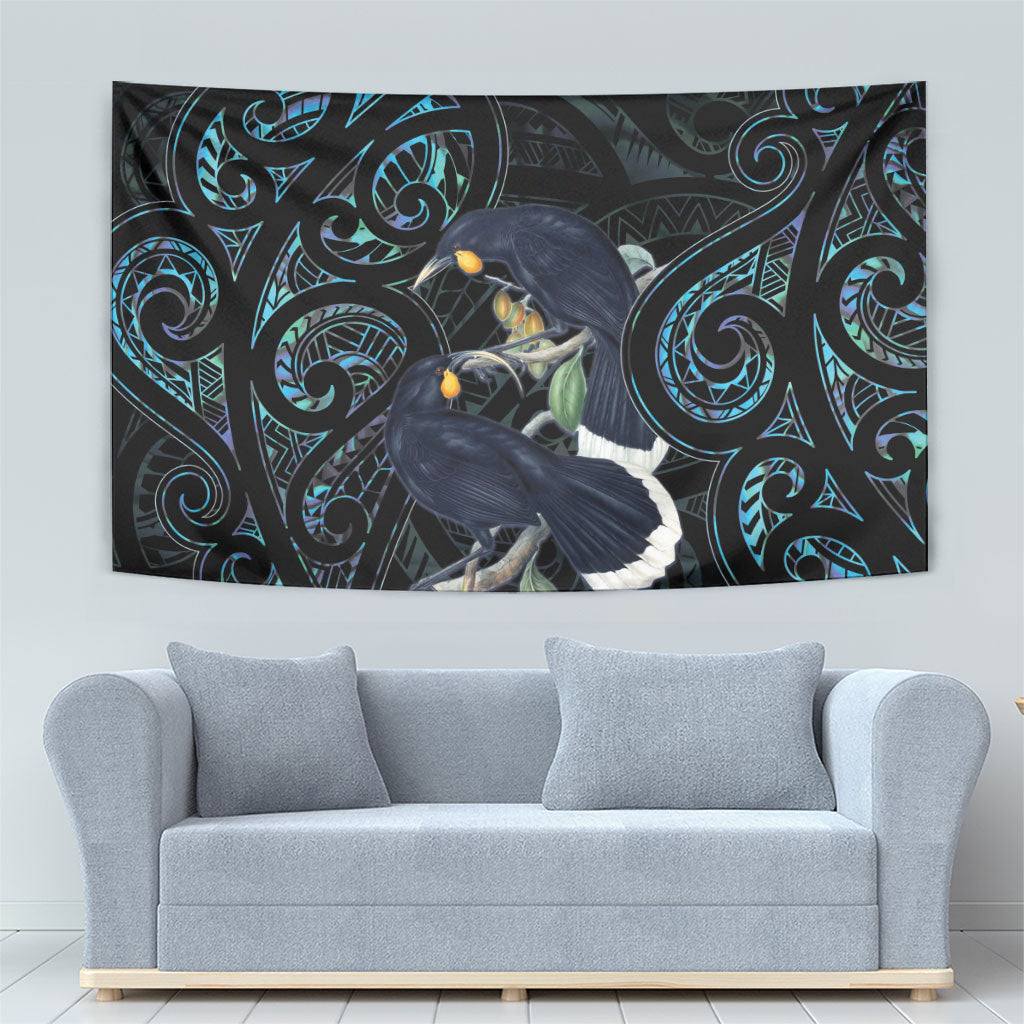 New Zealand Huia Bird Tapestry Paua Shell Maori Pattern