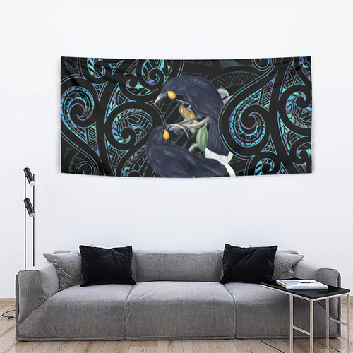 New Zealand Huia Bird Tapestry Paua Shell Maori Pattern
