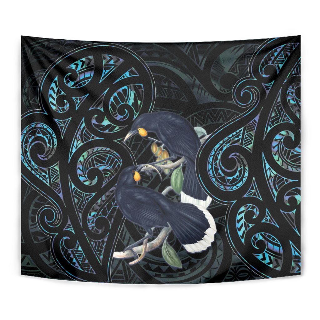 New Zealand Huia Bird Tapestry Paua Shell Maori Pattern