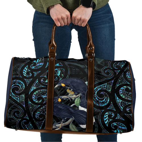 New Zealand Huia Bird Travel Bag Paua Shell Maori Pattern