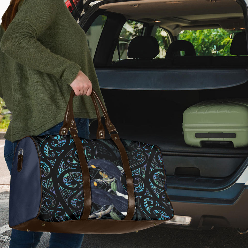New Zealand Huia Bird Travel Bag Paua Shell Maori Pattern