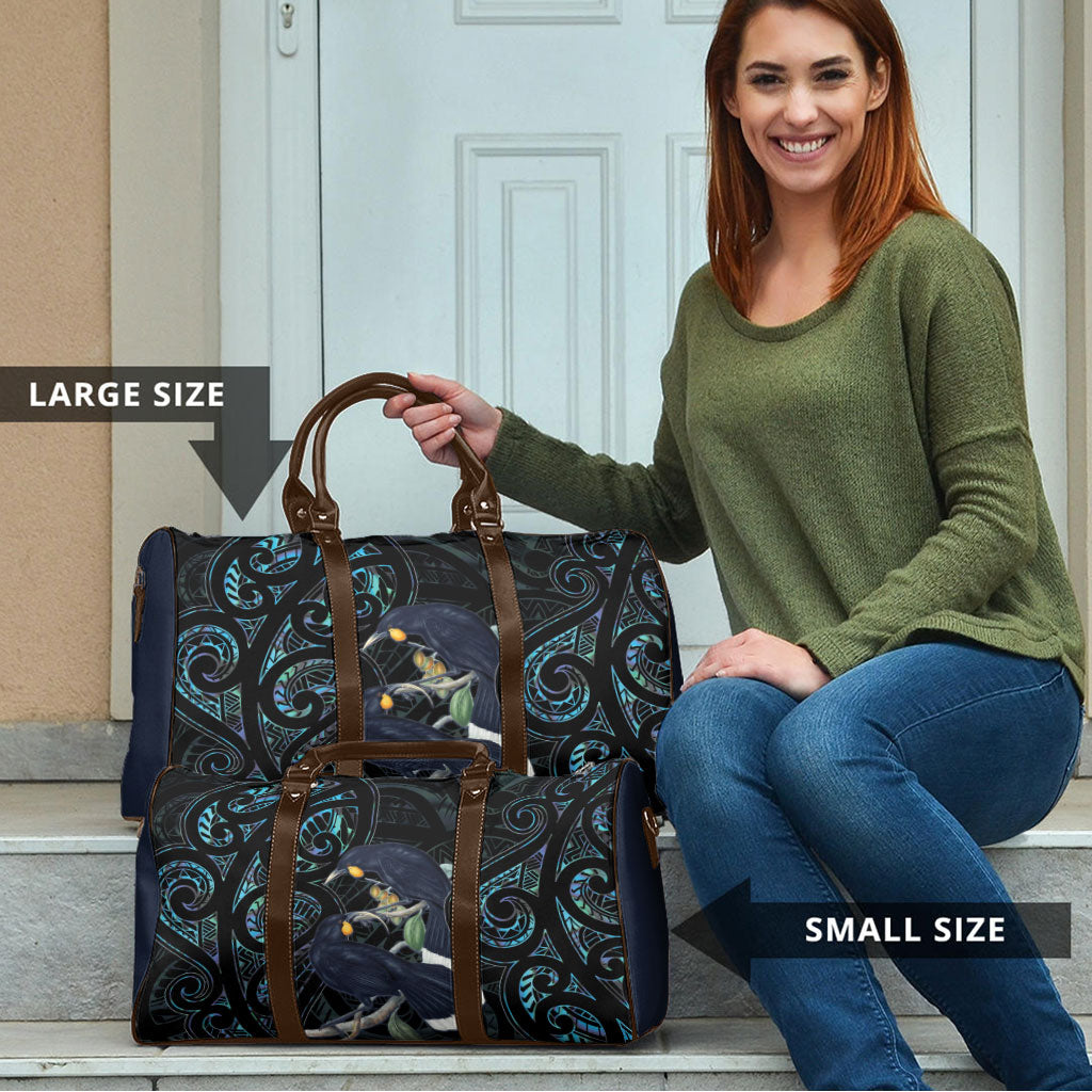 New Zealand Huia Bird Travel Bag Paua Shell Maori Pattern