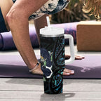 New Zealand Huia Bird Tumbler With Handle Paua Shell Maori Pattern