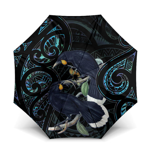 New Zealand Huia Bird Umbrella Paua Shell Maori Pattern