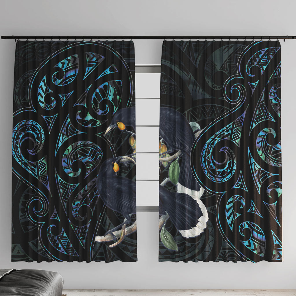 New Zealand Huia Bird Window Curtain Paua Shell Maori Pattern
