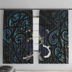 New Zealand Huia Bird Window Curtain Paua Shell Maori Pattern