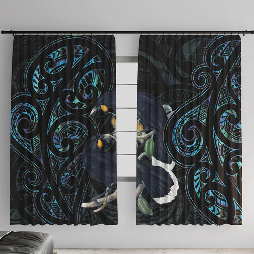 New Zealand Huia Bird Window Curtain Paua Shell Maori Pattern