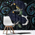New Zealand Huia Bird Window Curtain Paua Shell Maori Pattern