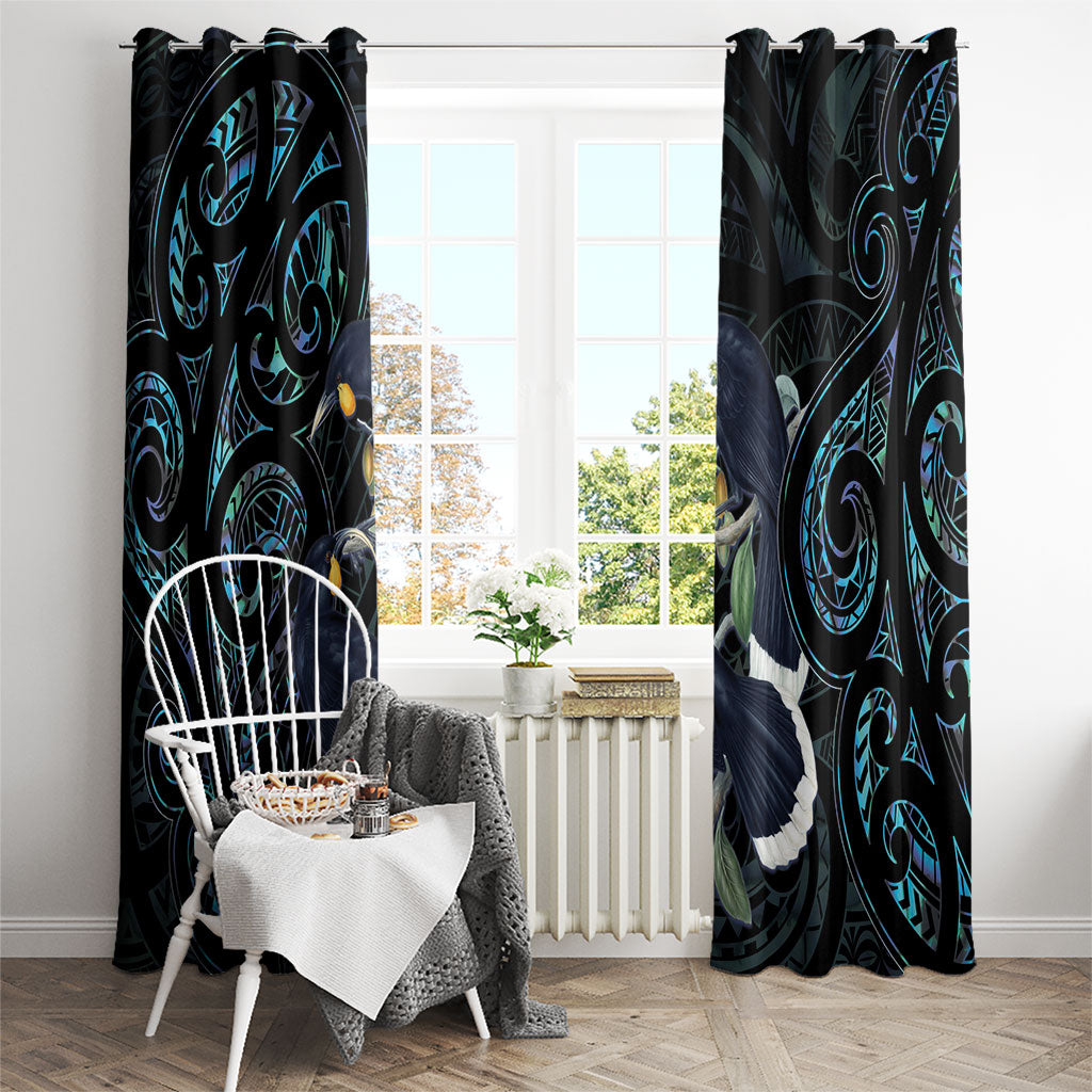 New Zealand Huia Bird Window Curtain Paua Shell Maori Pattern