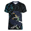 New Zealand Huia Bird Women V-Neck T-Shirt Paua Shell Maori Pattern