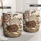 Australia Wombat Laundry Basket Aussie Map Aboriginal Pattern