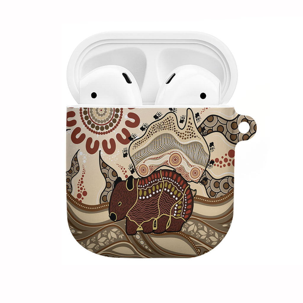 Australia Wombat AirPods Case Aussie Map Aboriginal Pattern