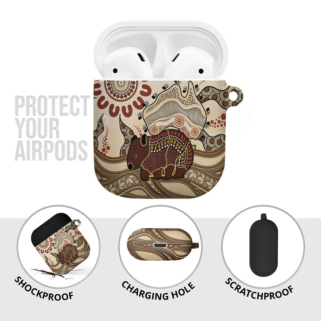 Australia Wombat AirPods Case Aussie Map Aboriginal Pattern
