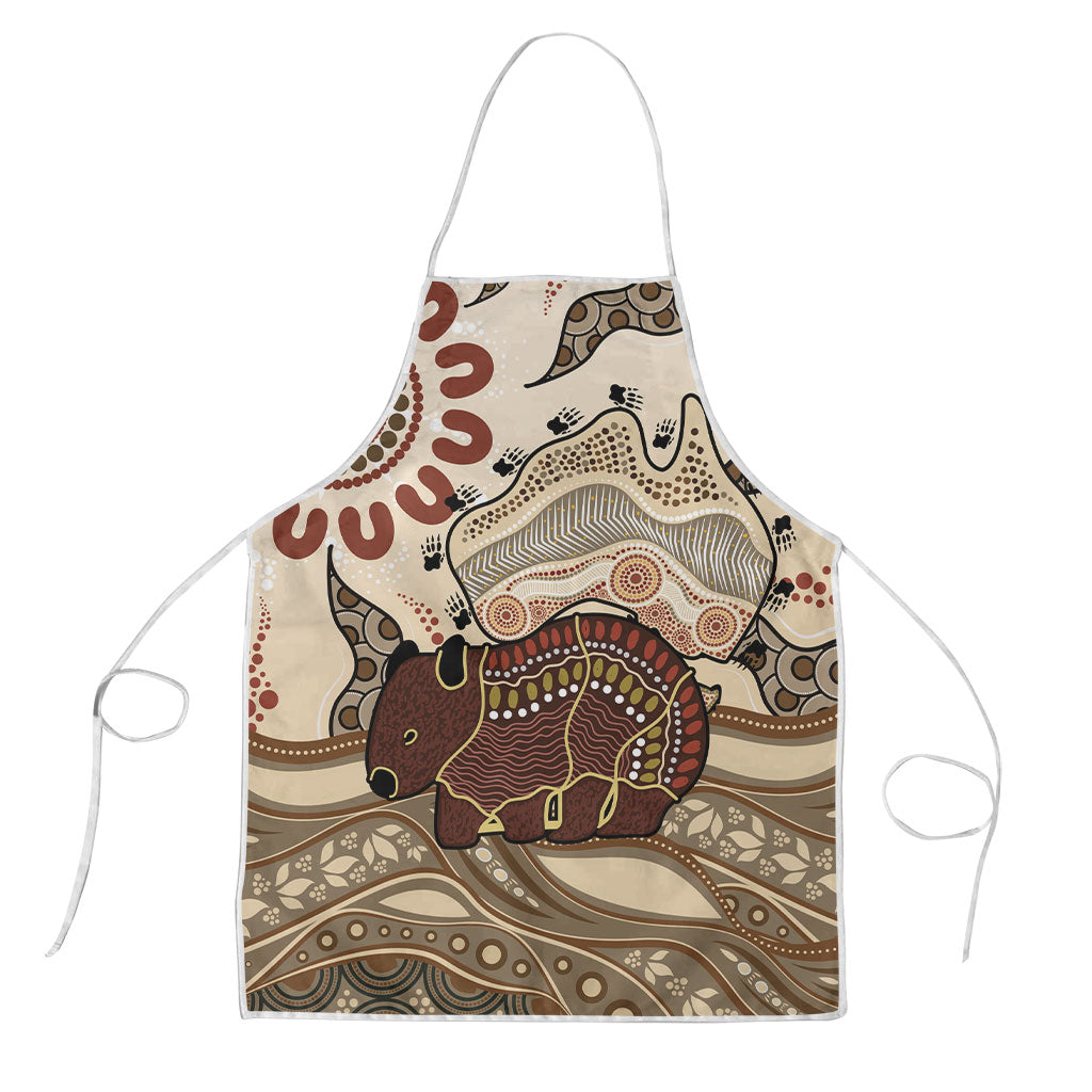 Australia Wombat Apron Aussie Map Aboriginal Pattern
