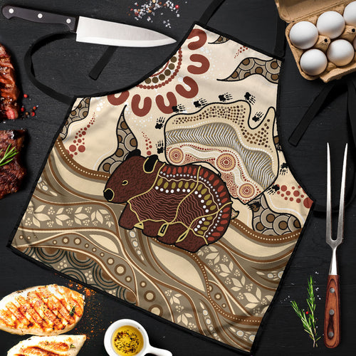 Australia Wombat Apron Aussie Map Aboriginal Pattern