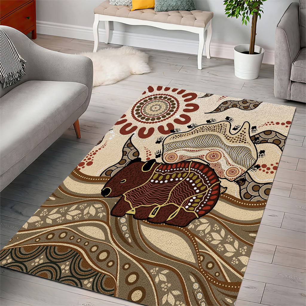 Australia Wombat Area Rug Aussie Map Aboriginal Pattern