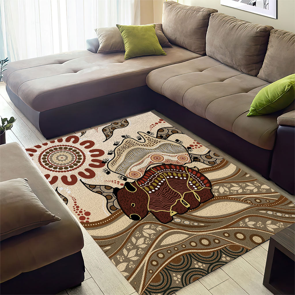 Australia Wombat Area Rug Aussie Map Aboriginal Pattern