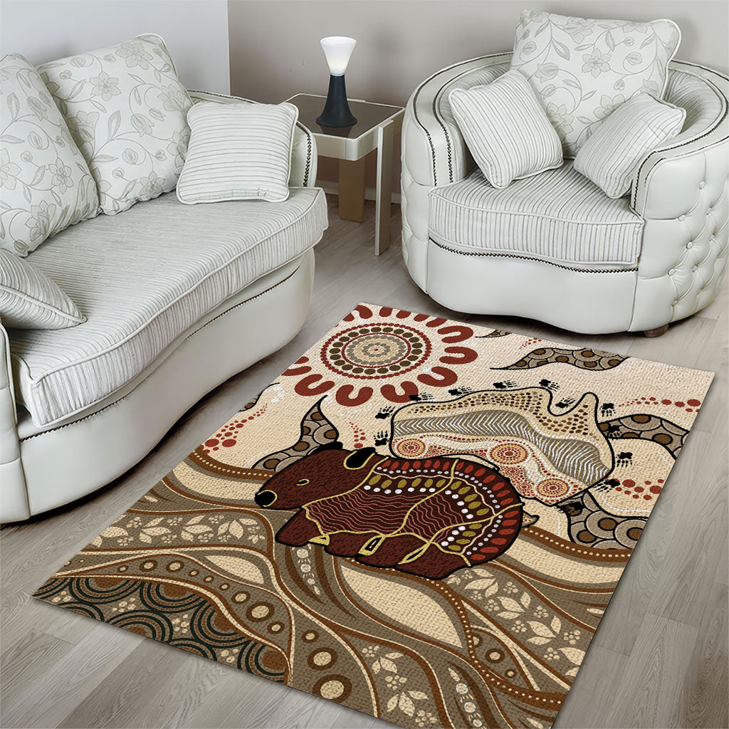 Australia Wombat Area Rug Aussie Map Aboriginal Pattern