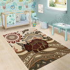 Australia Wombat Area Rug Aussie Map Aboriginal Pattern