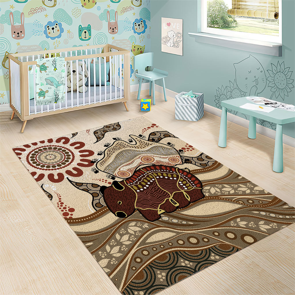 Australia Wombat Area Rug Aussie Map Aboriginal Pattern